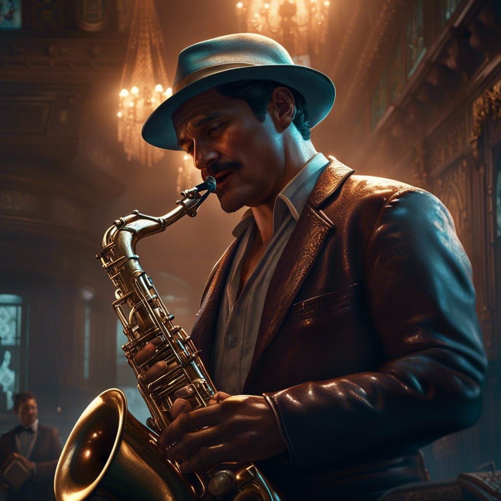 1950s Saxophonist in Dark Fantasy Concept Art