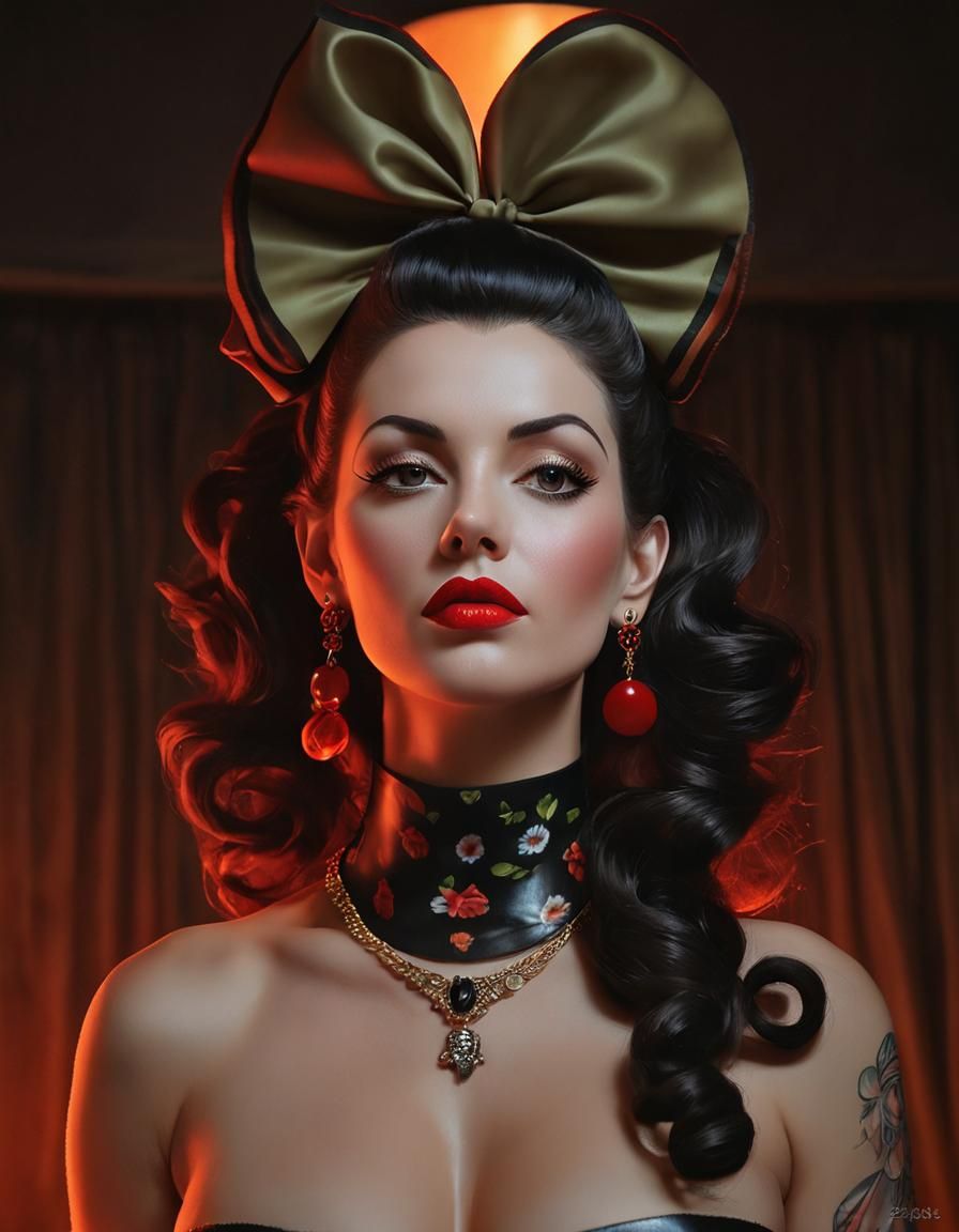 Classic Pin-Up Portrait of a Mature Woman