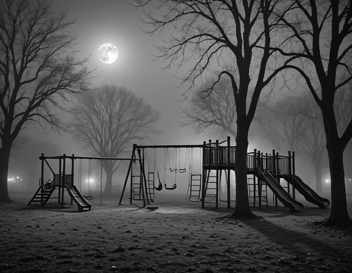 Children's playground at night