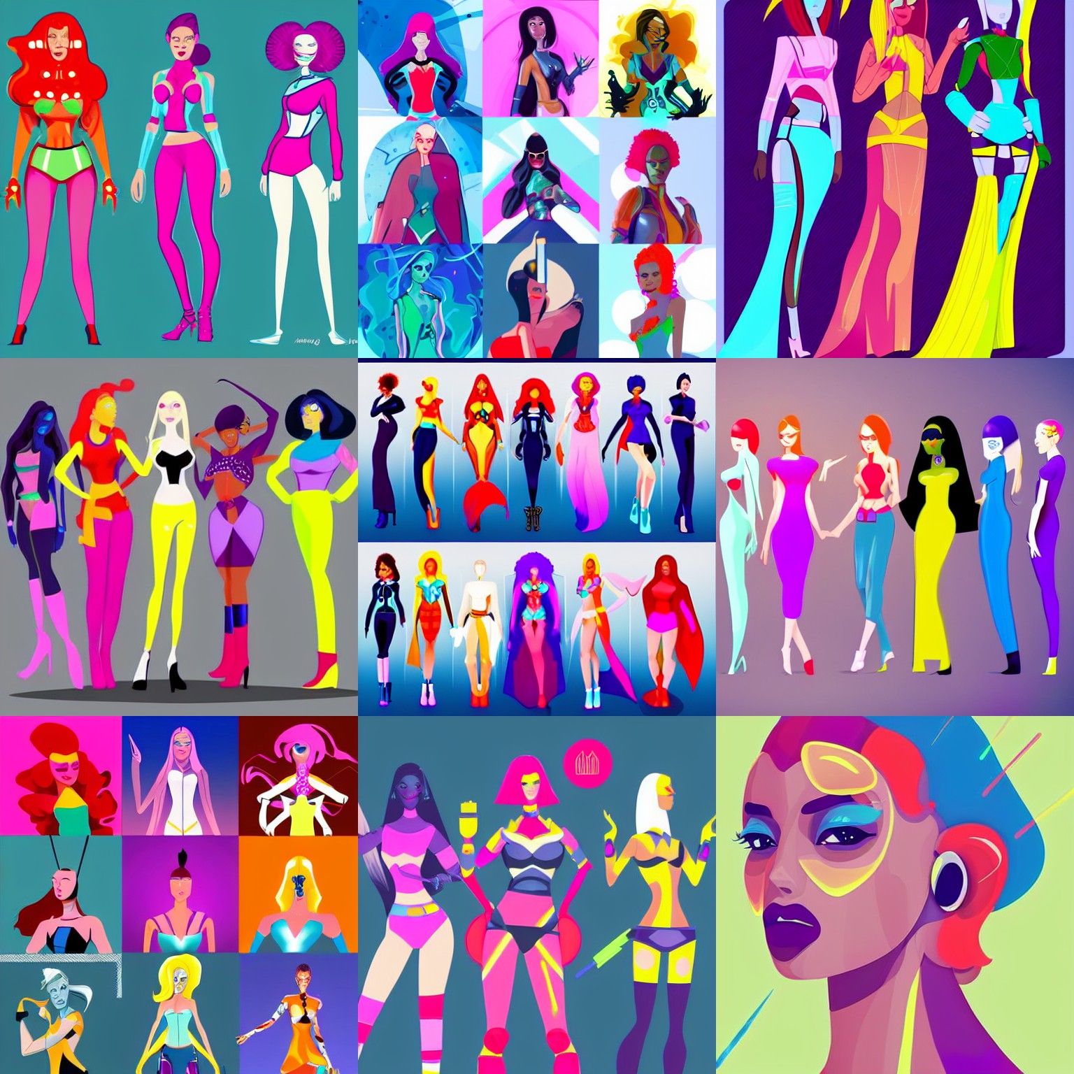 Gorgeous Futuristic Females: Colorful Character Concept