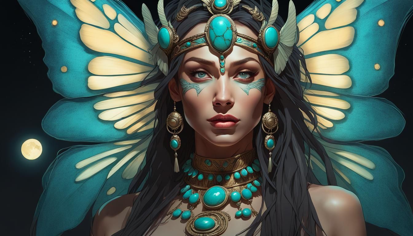 Butterfly Winged Shaman Angel Portrait in 8K