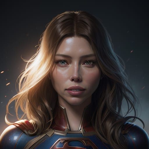 Supergirl Portrait in Vibrant Triadic Colors