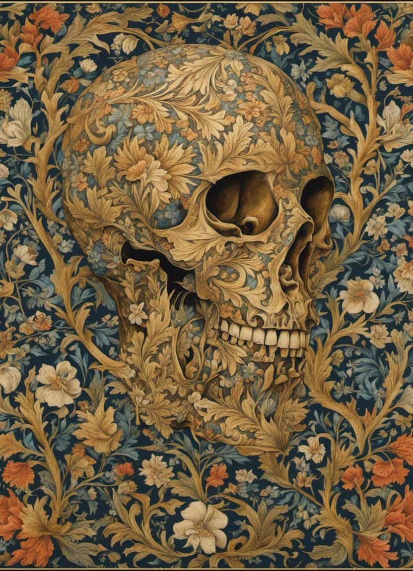 William Morris pattern skull
