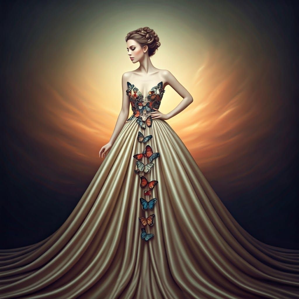 Butterfly Gown: Ethereal Realism and Dreamy Colors