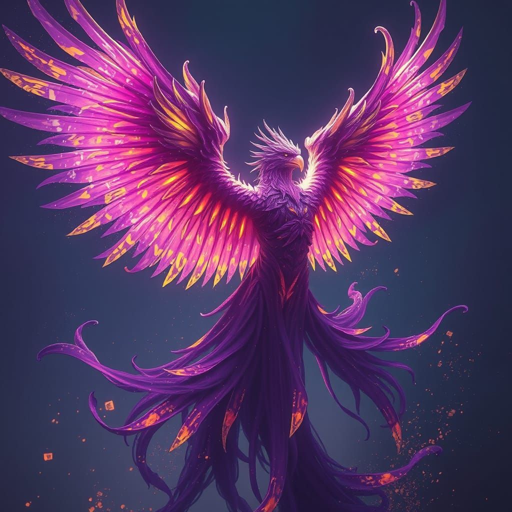 Dark Fantasy Ghost Phoenix in Vibrant Colors