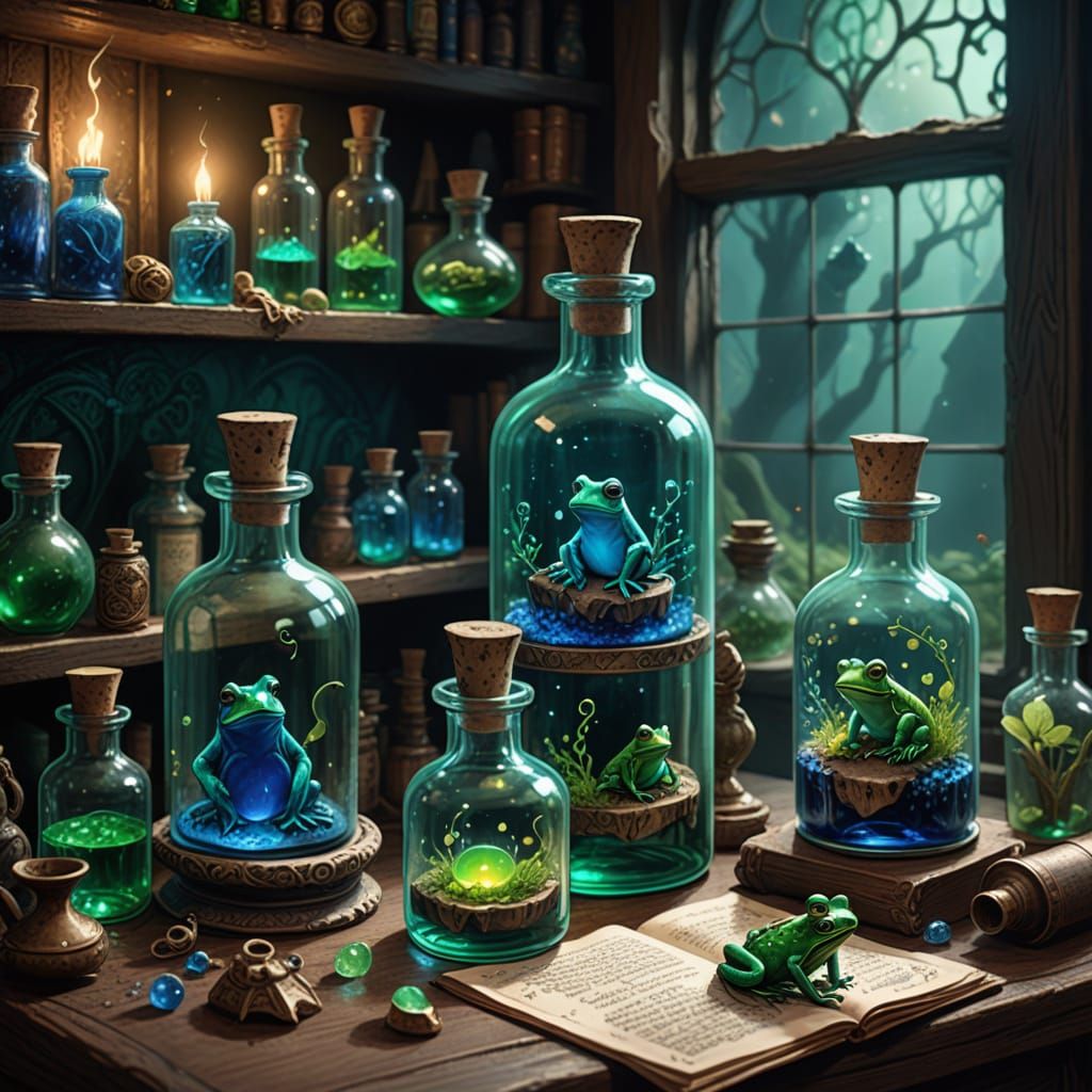 Whimsical Wizard's Shelf in Emerald and Sapphire