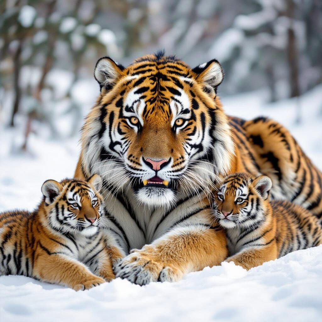 Sabertooth Tiger With Cubs