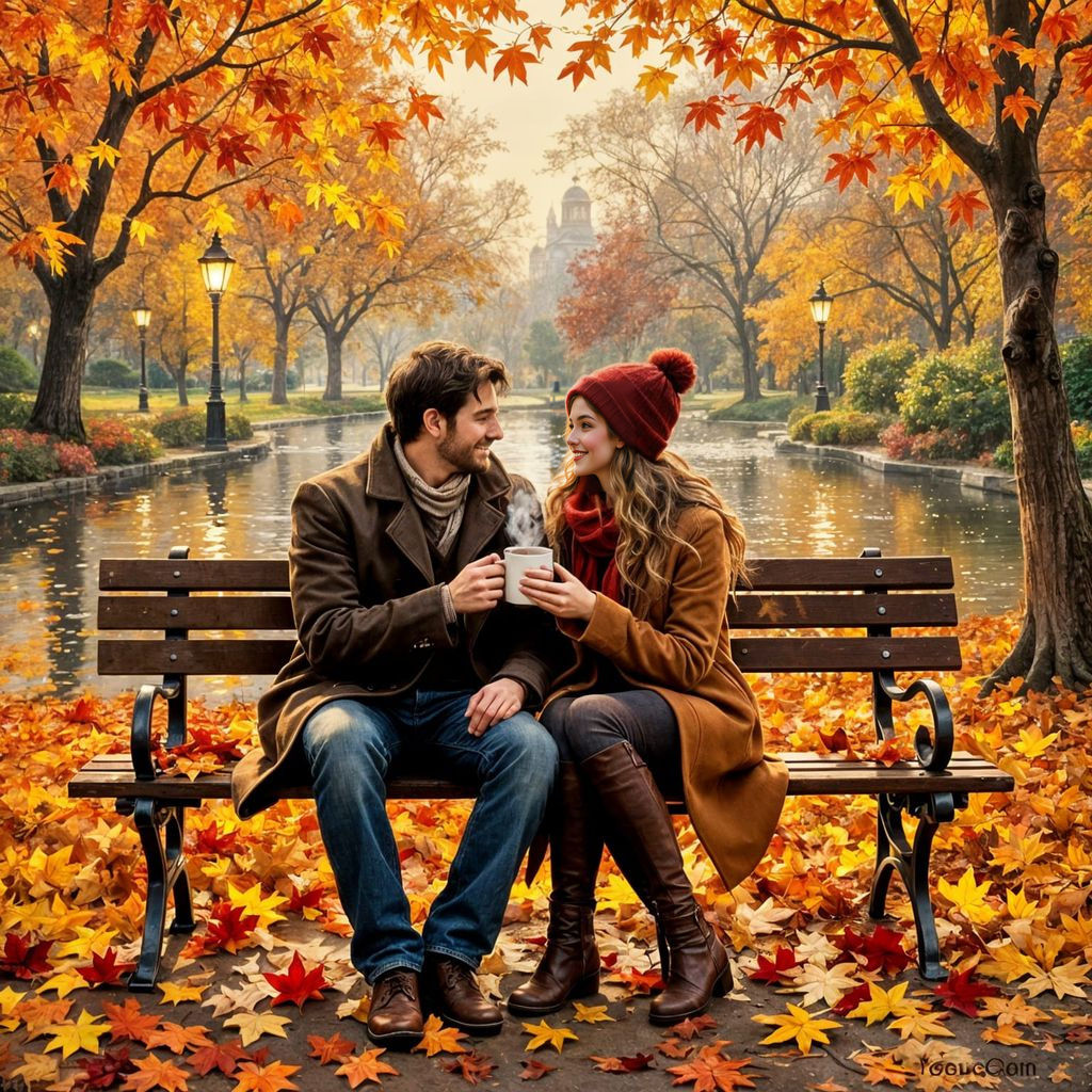 Romantic Autumn Scene as Impressionistic Painting
