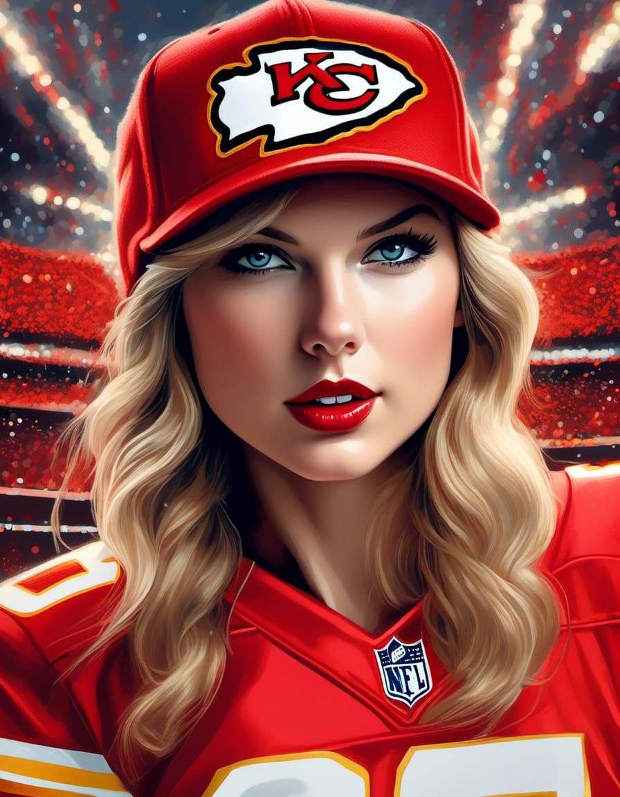 Taylor Swift at the Super Bowl in Cyberpunk Style