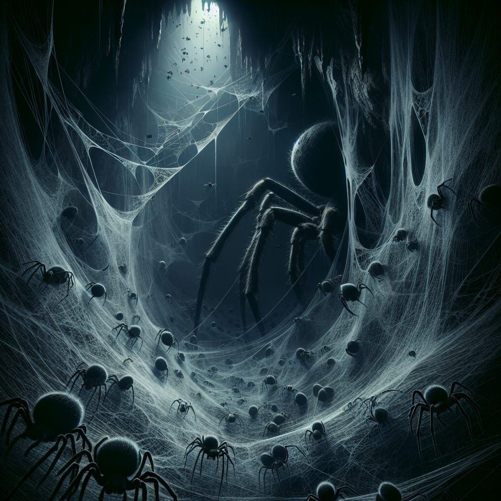 Eerie Cave of Spiders in Ultra-Realistic Detail