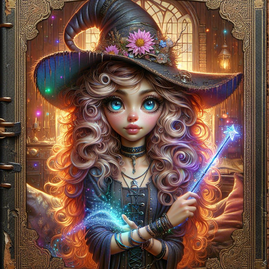 Whimsical Witch with Broken Wand as Digital Art