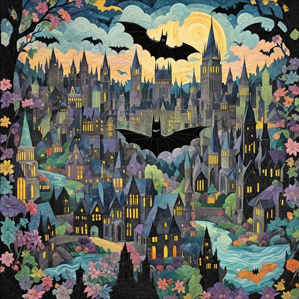Quilted Batman Fantasy in Pastel Shades