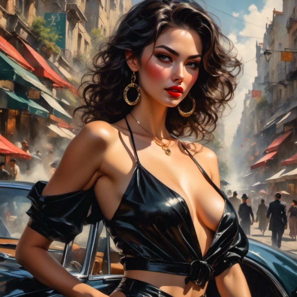 Dreamlike Japanese Girl with LV Jewelry, Digital Art