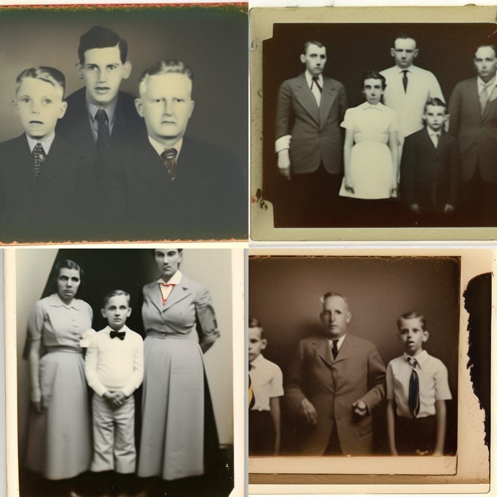 Eerie Family Polaroid Photo from 1952