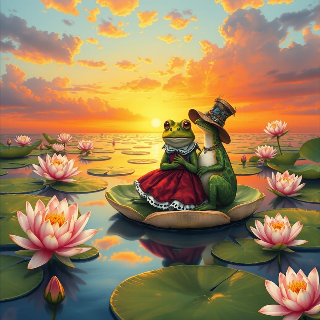 Victorian Frog and Toad Tea Party at Sunset