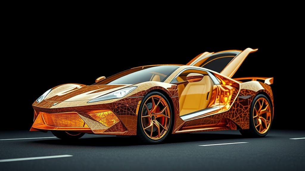 close up,a very detailed and photorealistic image of a surreal, dynamic sports car in 64K resolution. The car doors are ...