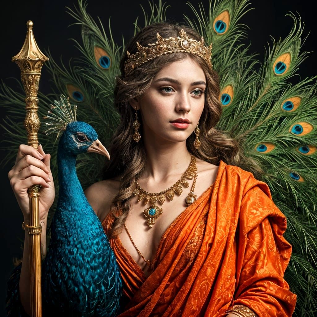 Majestic Roman Goddess Juno in Hyperrealistic Portrait