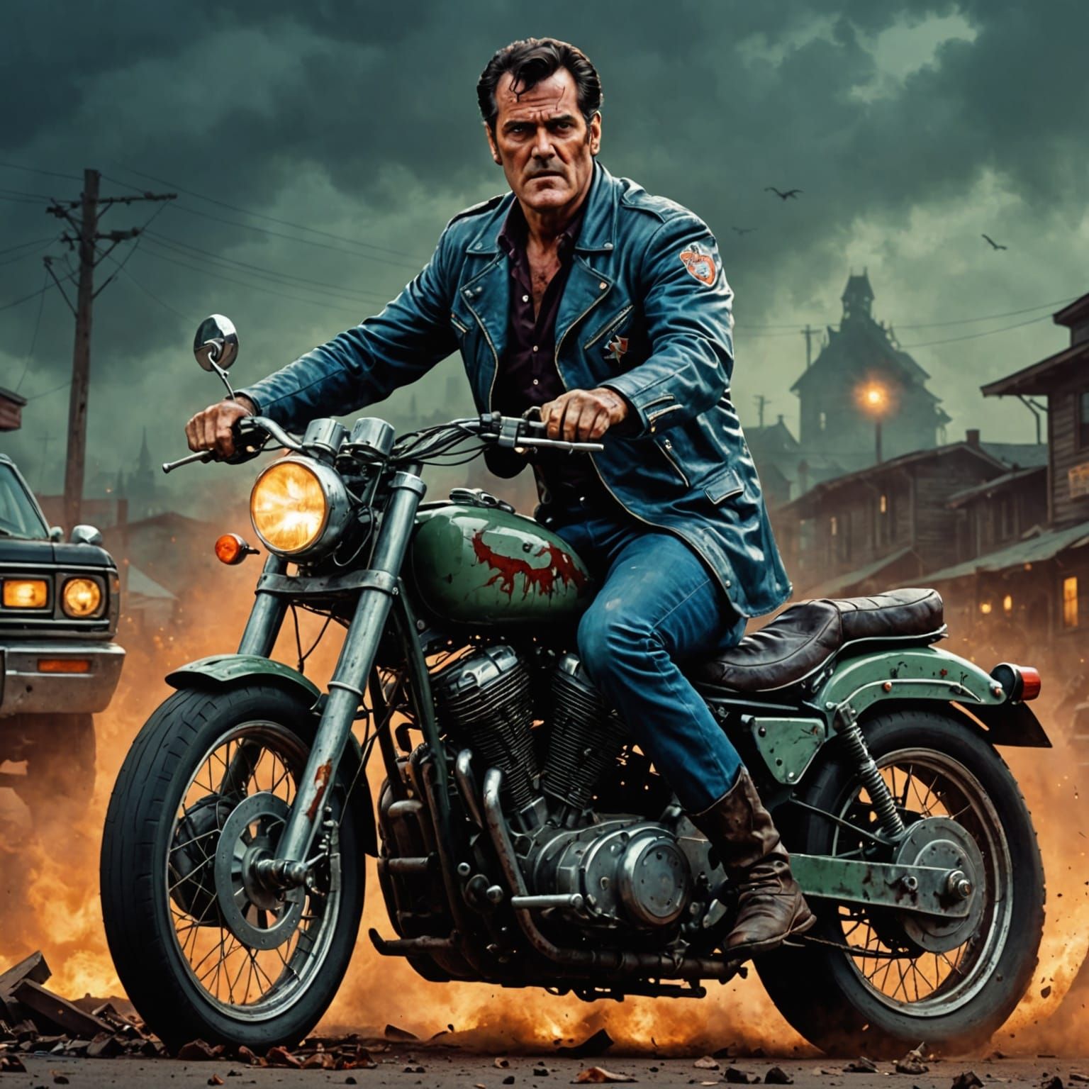 Bruce Campbell Defies the Undead on His Motorcycle