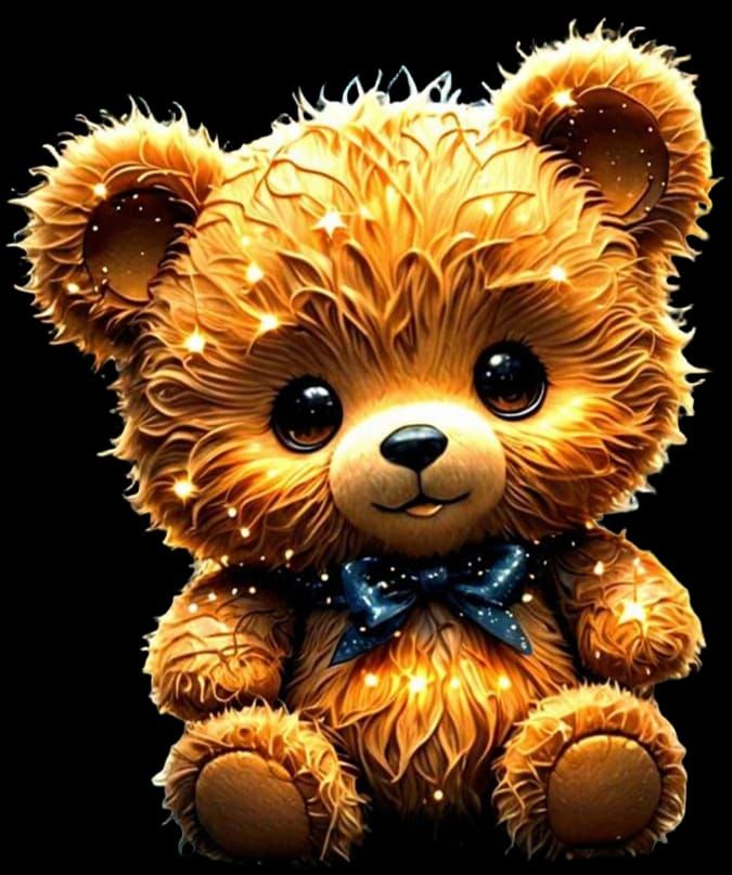 Chibi Constellation Bear Above Bioluminescent Waterfall