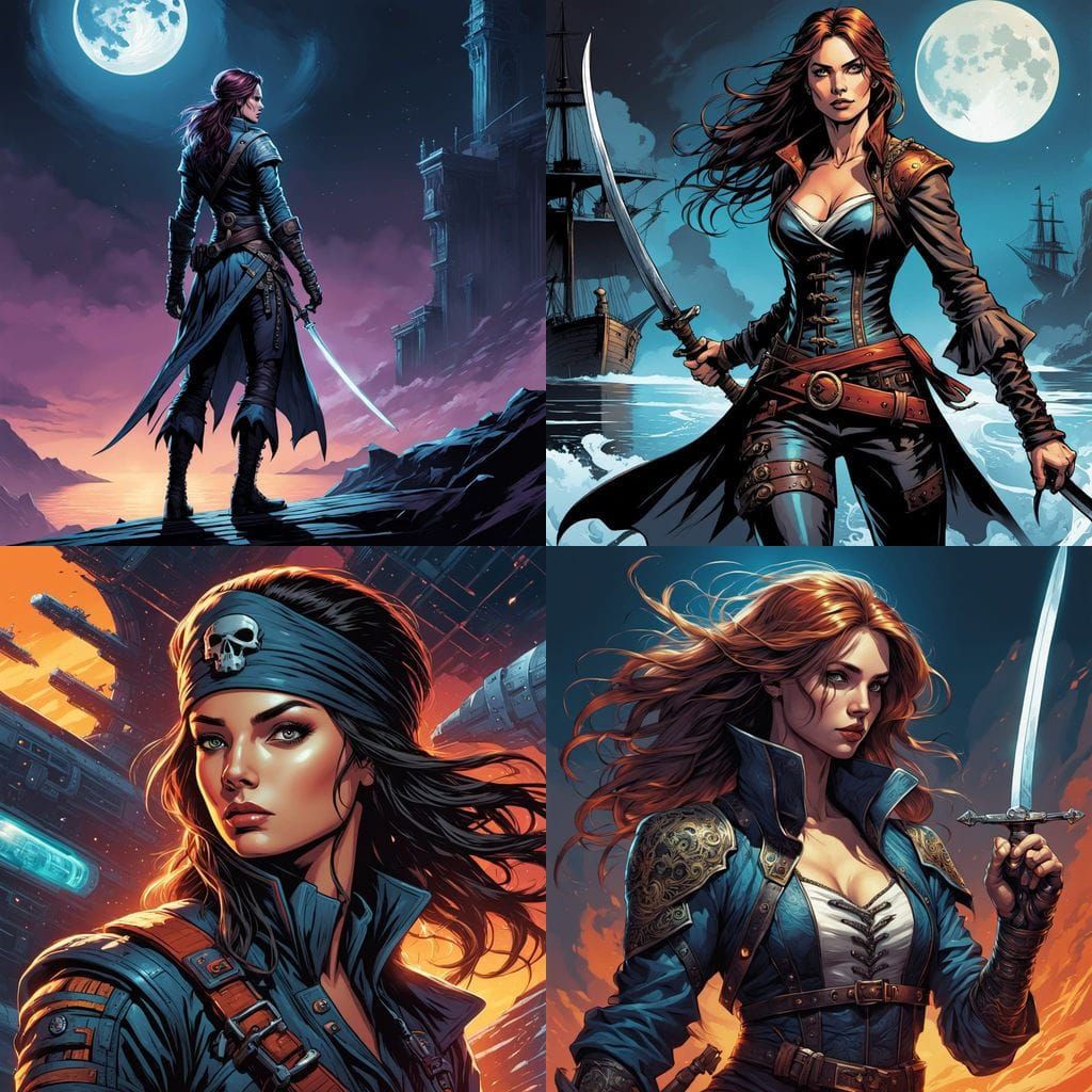 Young Pirate Assassin in a Dystopian Dreamscape