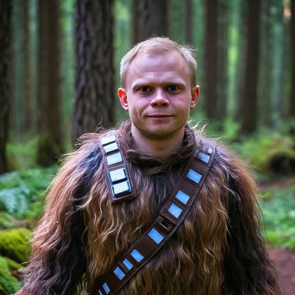 Chewbacca Portrait with Neon Lighting Effects