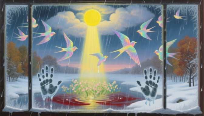 Surreal Autumn Landscape: Rains Guarding Winter's Border