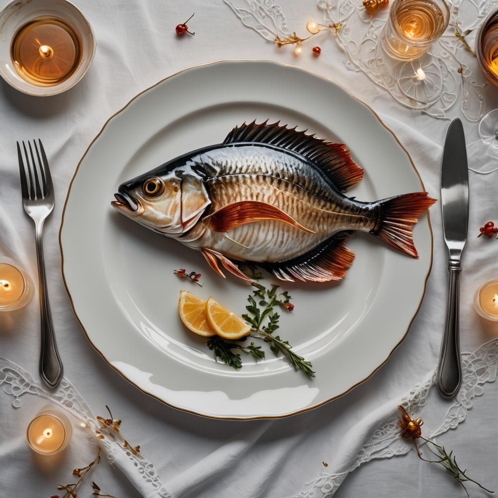 Realistic Fish Head Still Life in Digital Art