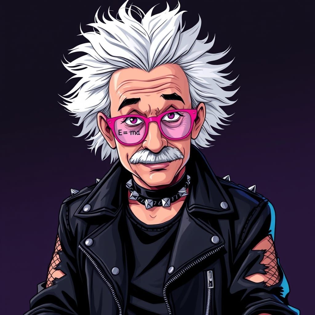 Emo Einstein in Bold, Manga-Inspired Illustration