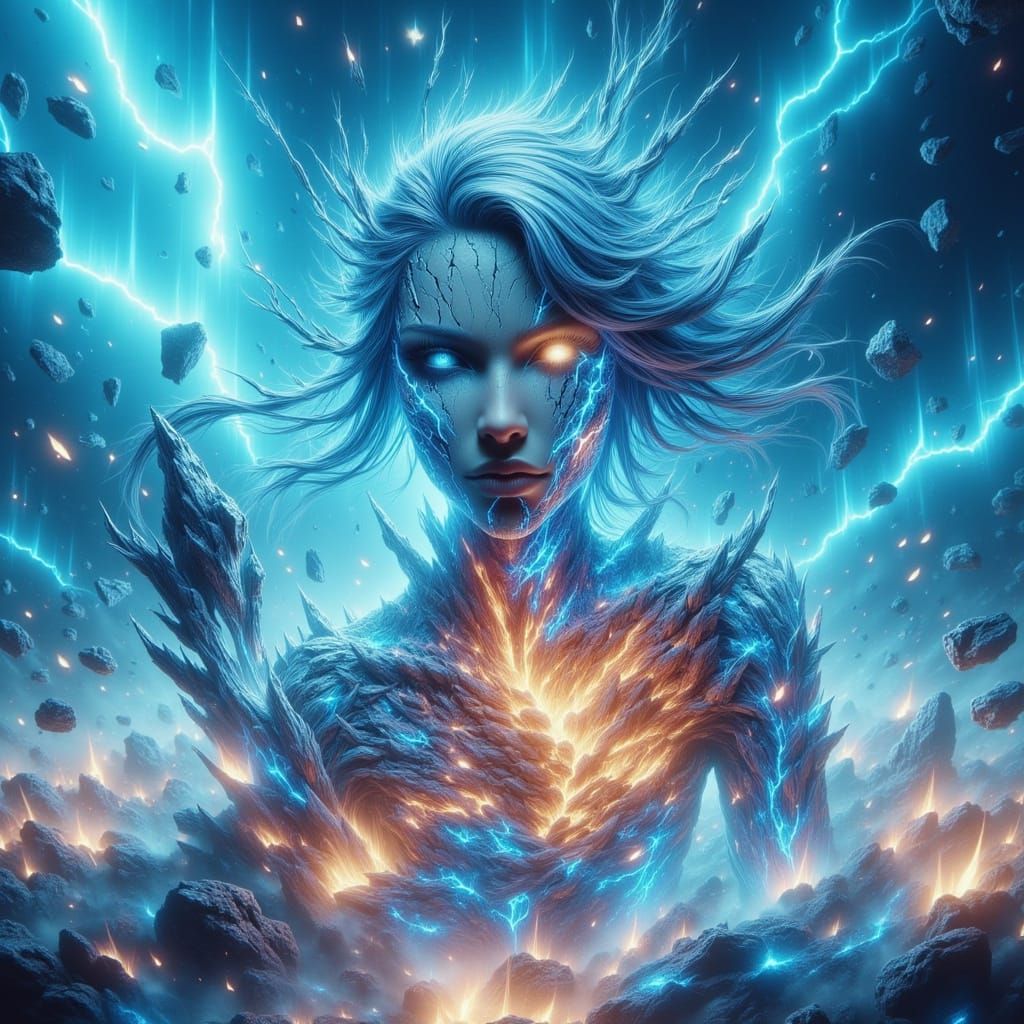 Musical Woman in Cosmic Void: Hyperdetailed Illustration