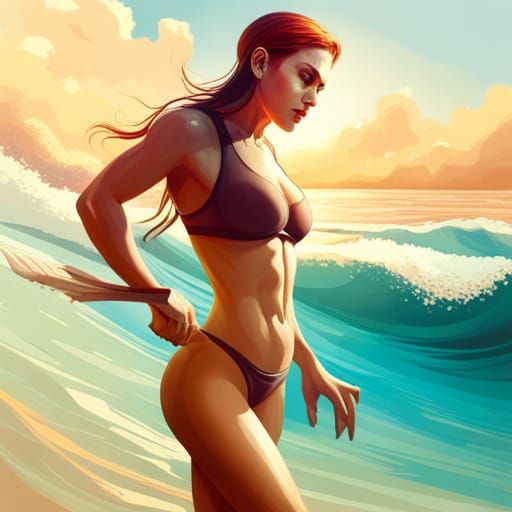 Monster piranha Girl rider in bikini