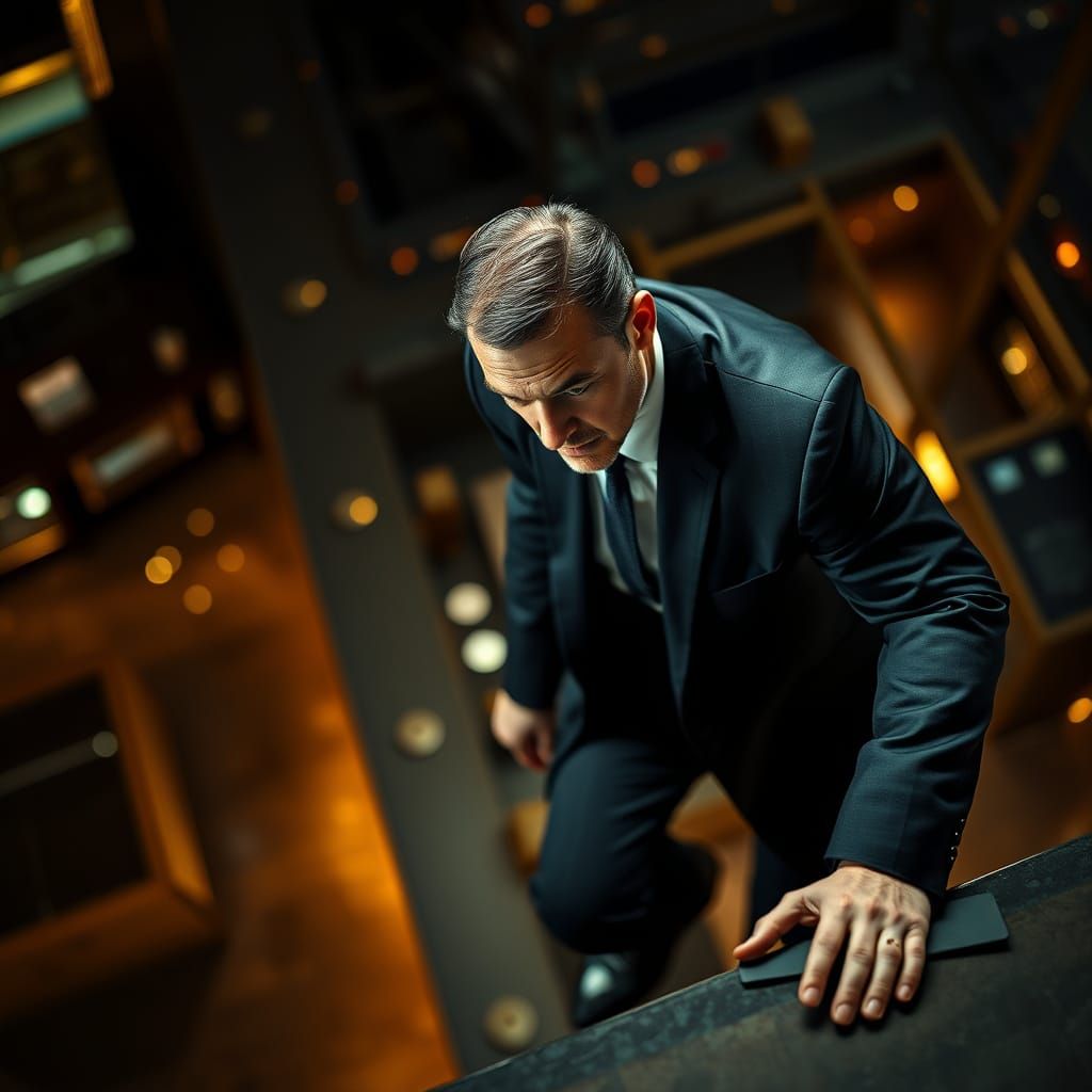 Man on the Edge: Cinematic Portrait with Bokeh