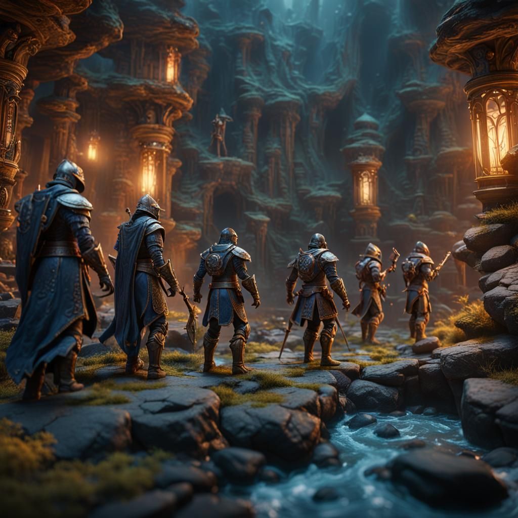 Detailed Action Figures in Fantasy Concept Art