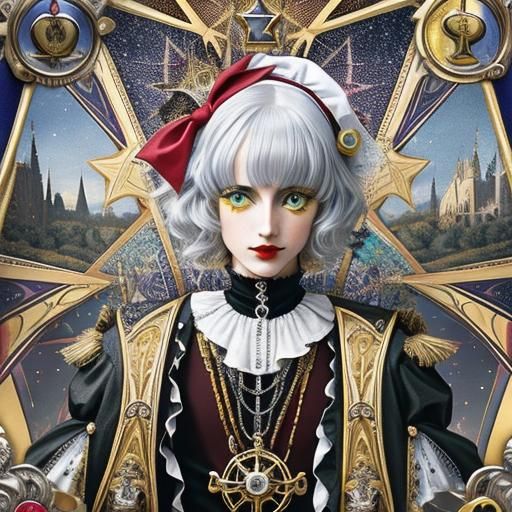 Pierrot Portrait in Tarot Deck Style