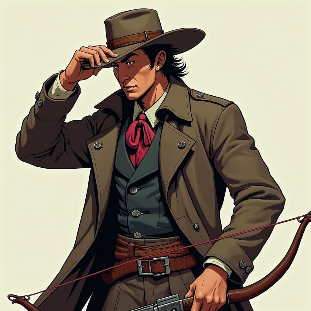 East Asian Gunslinger in Wuxia Western Style