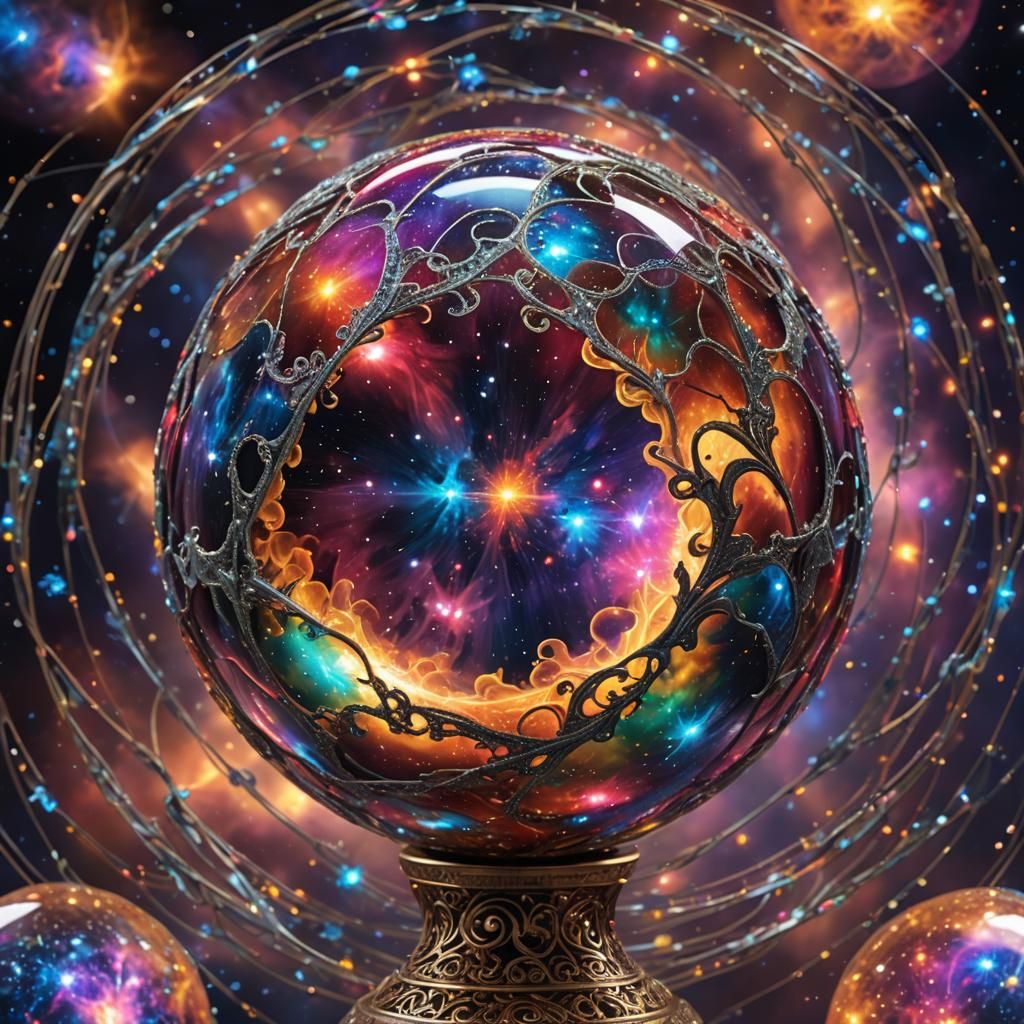 Nebula Galaxy Inside Crystal Ball, Octane Render