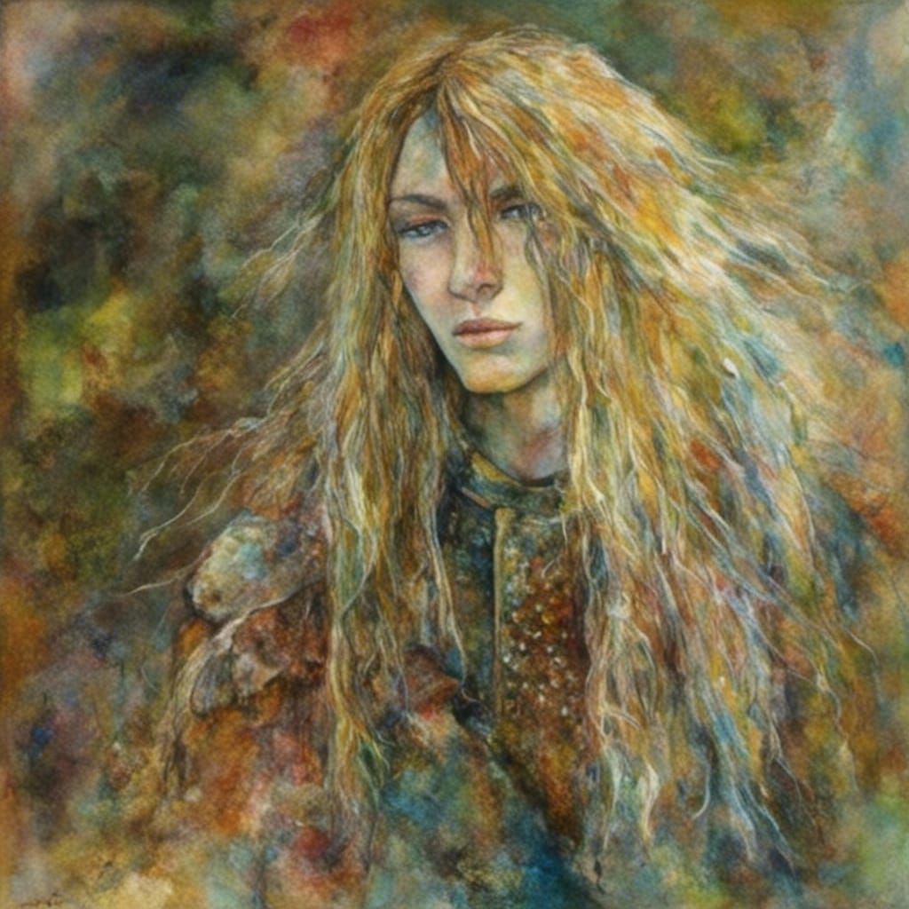 Medieval Knight with Long Hair in Old School Style