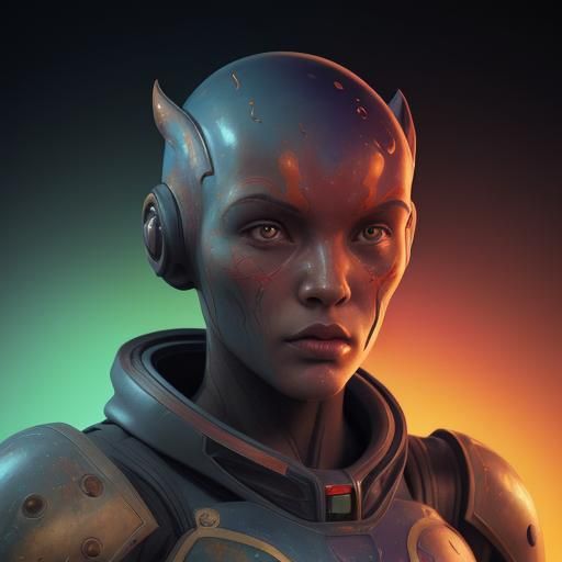 Hyperrealistic Martian Portrait in Splash Art Style