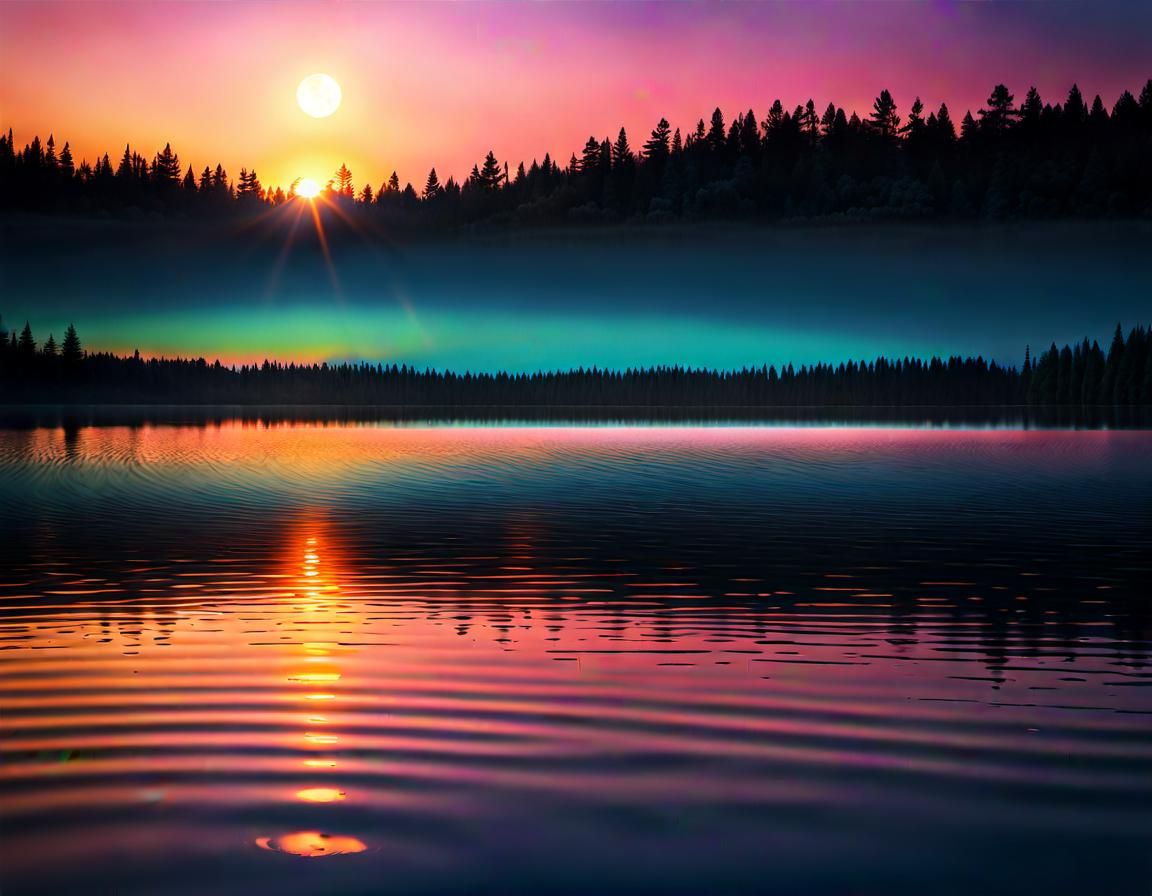 Vibrant Sunset Reflection on Serene Lake