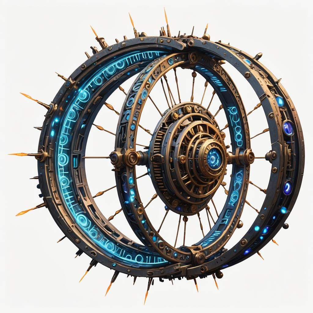 Ezekiel's Gyroscope: Neon-Lit Wheel of Eyes