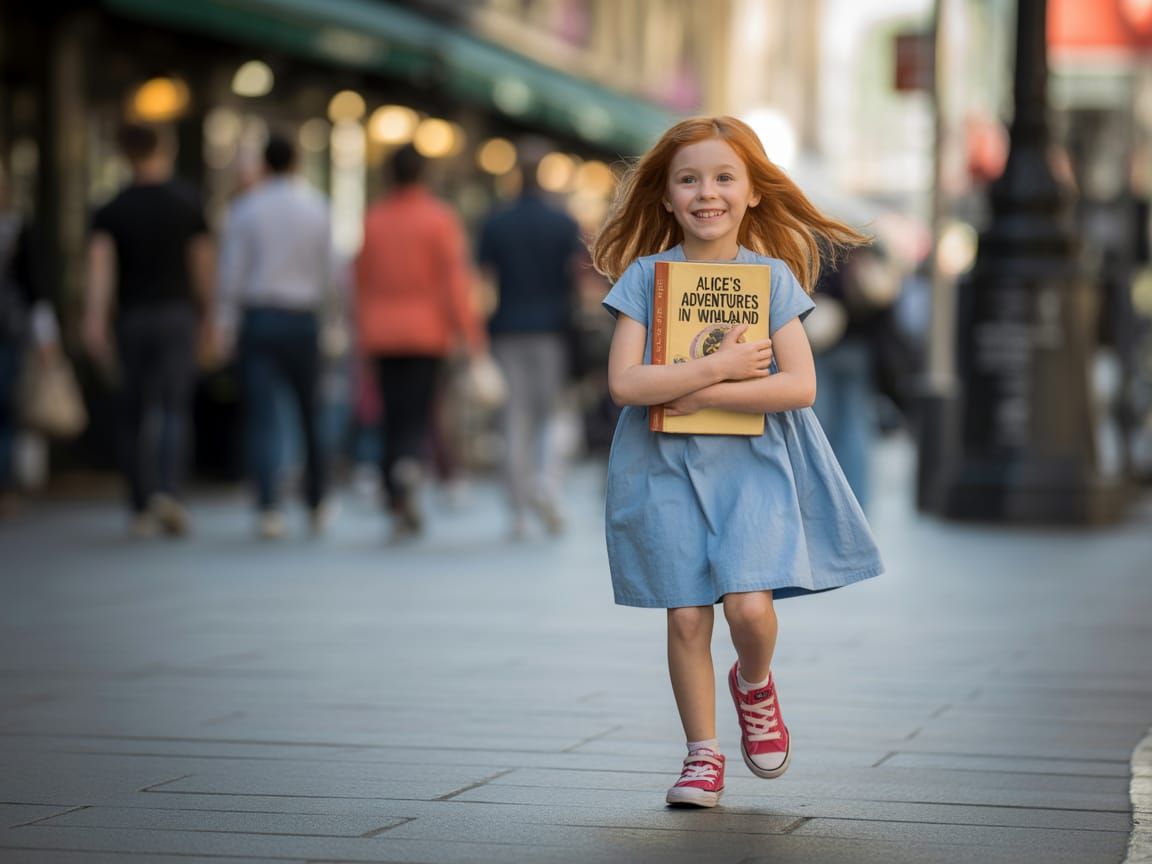 Girl with Alice Book: Candid Street Photography
