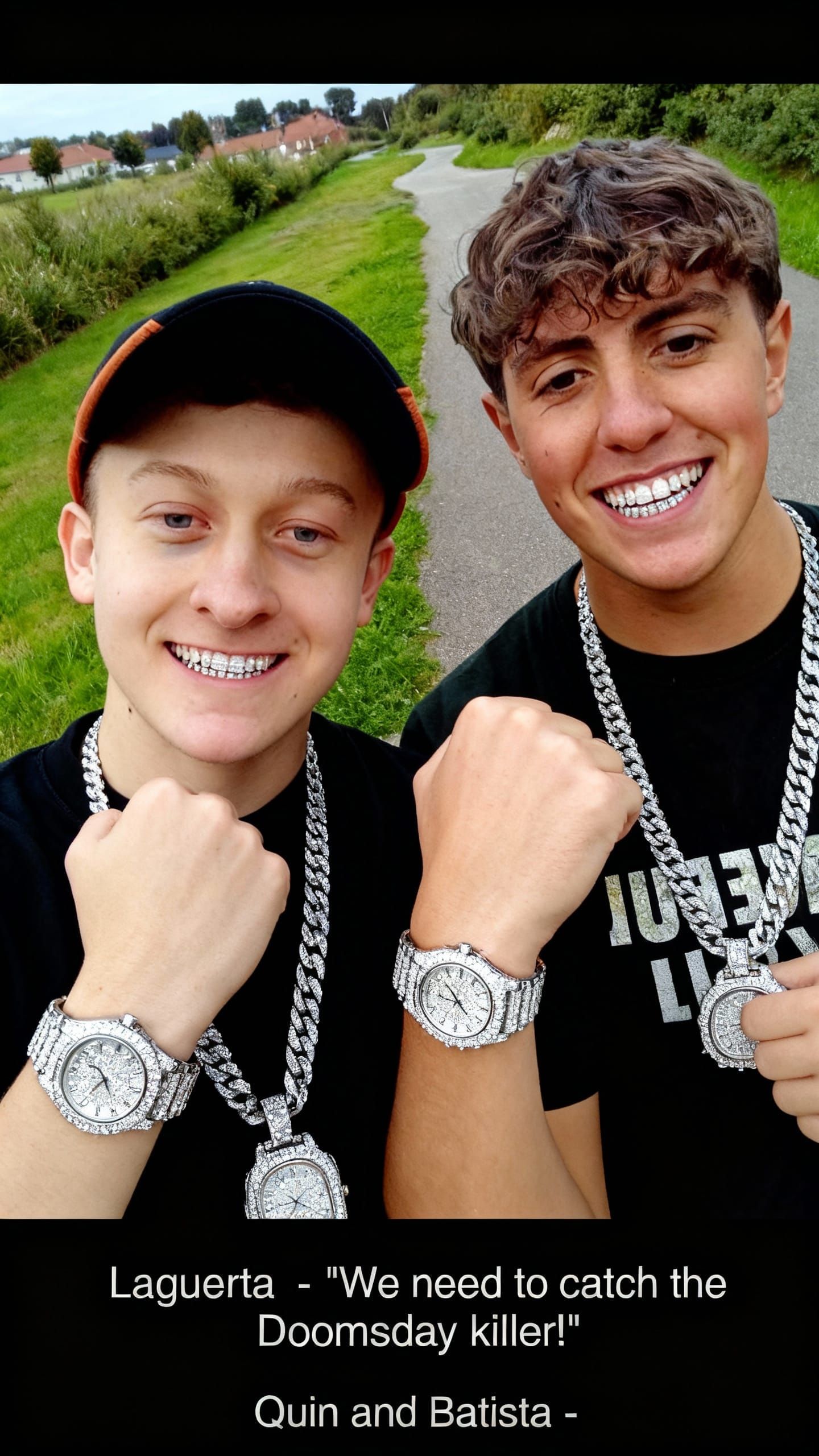 Two People Flash Diamond Teeth, Watches, and Chains