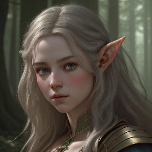 Elves in Forest Battle: Realistic Portrait