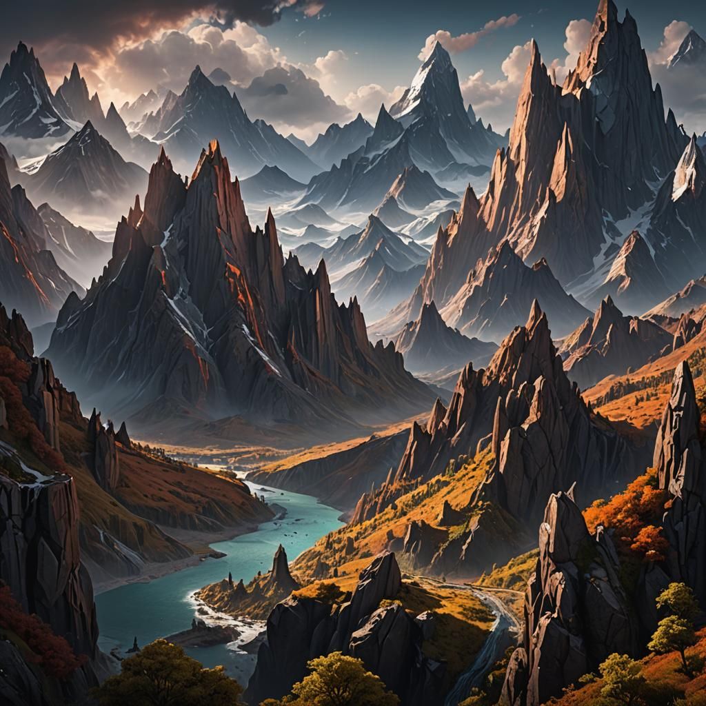 Fantastical Mountain Landscape in Detailed Matte Painting
