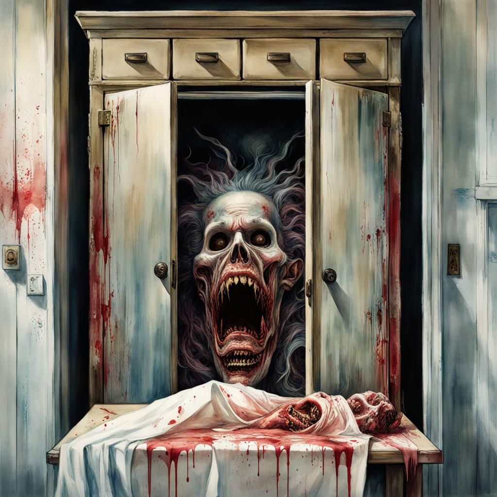 Macabre Body Horror Monster in Japanese Art Style