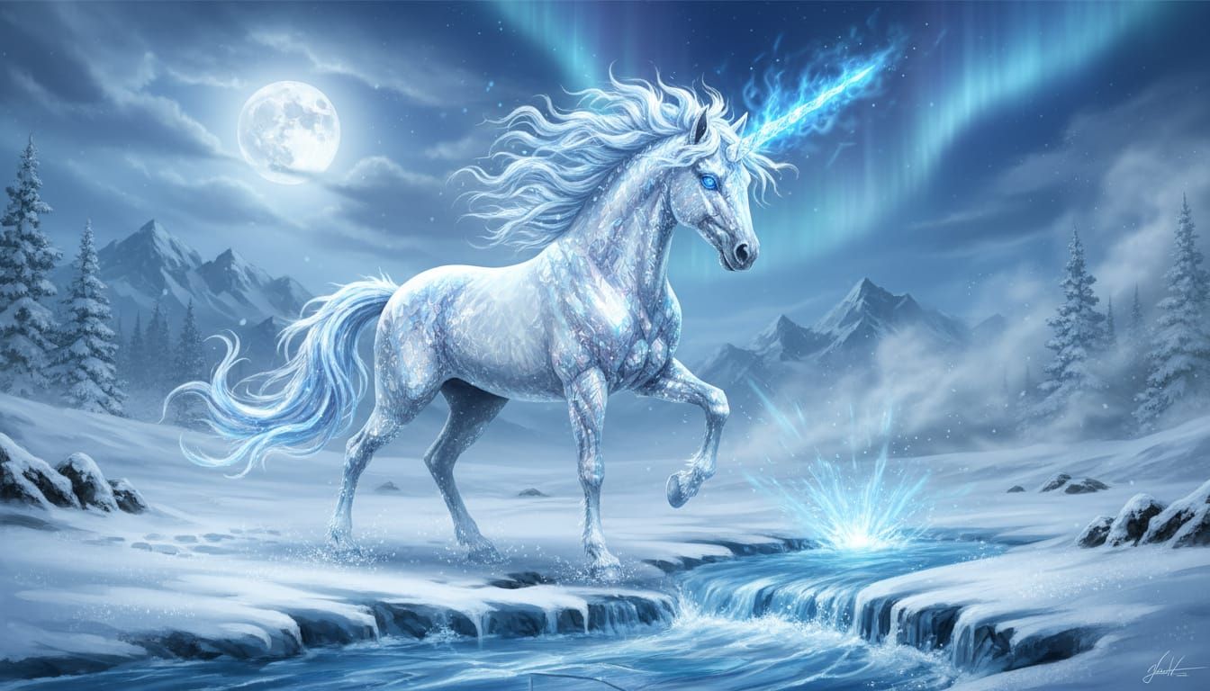 Majestic Frost Unicorn of Winter's Magic