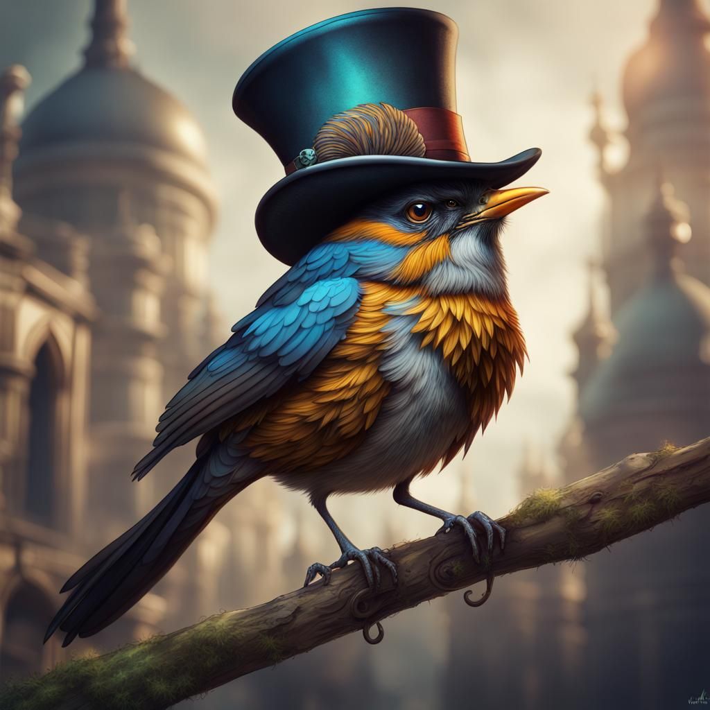 Bird in Top-Hat: Detailed Matte Painting