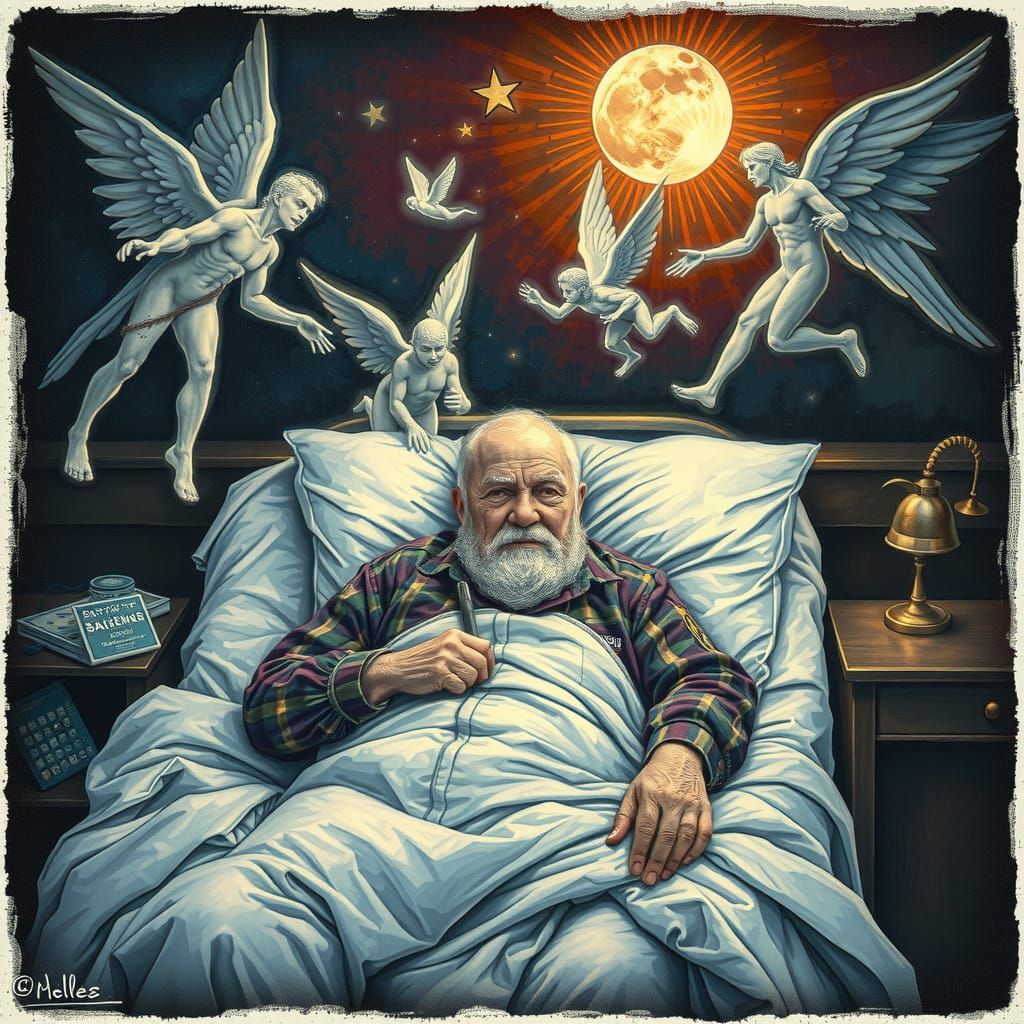 Veteran's Farewell: Pointillist Spirits Gather Round