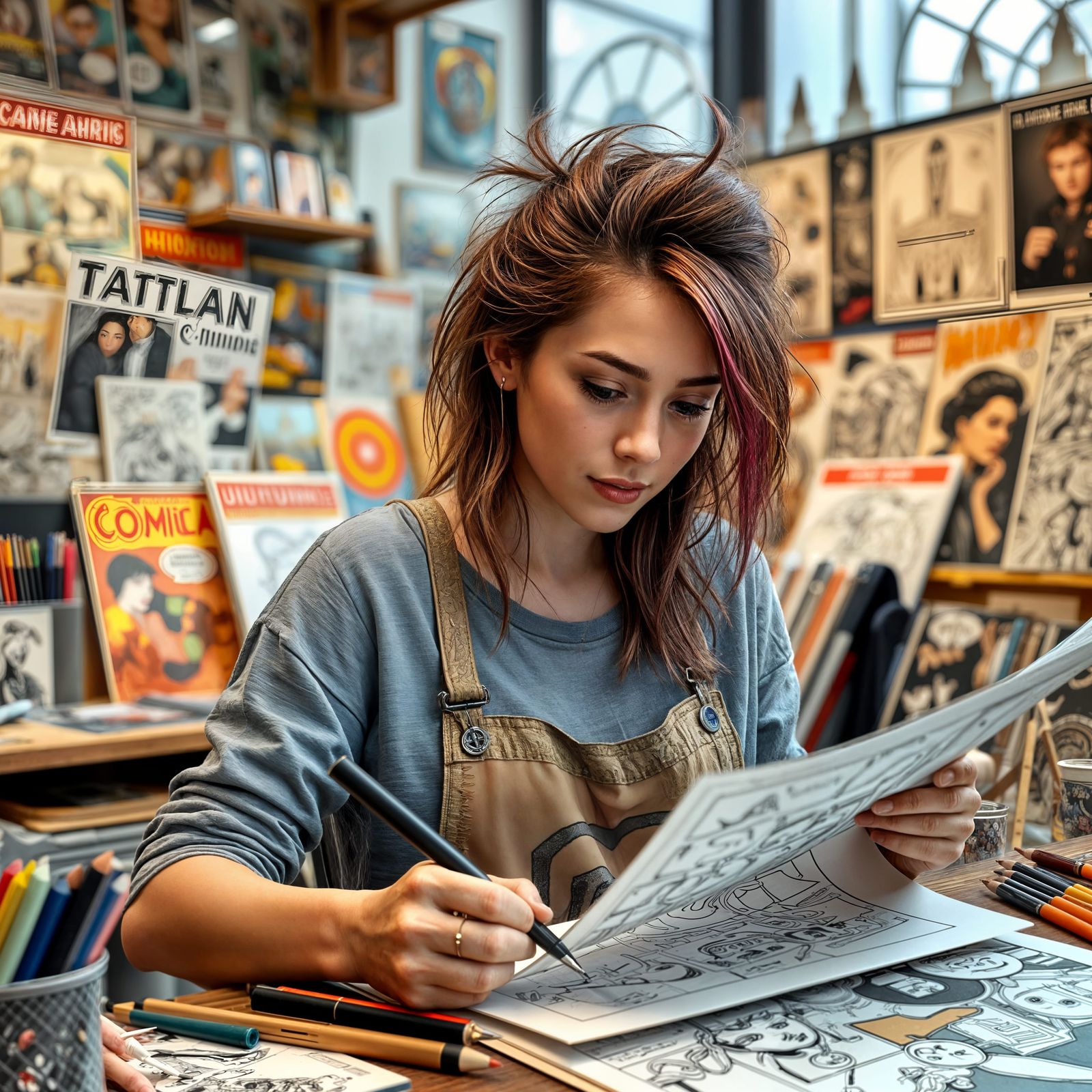 Belgian Comic Book Artist in Vibrant Studio