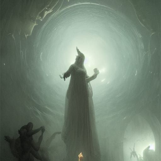 Nightmarish Ball of Furies in Gothic Horror Style