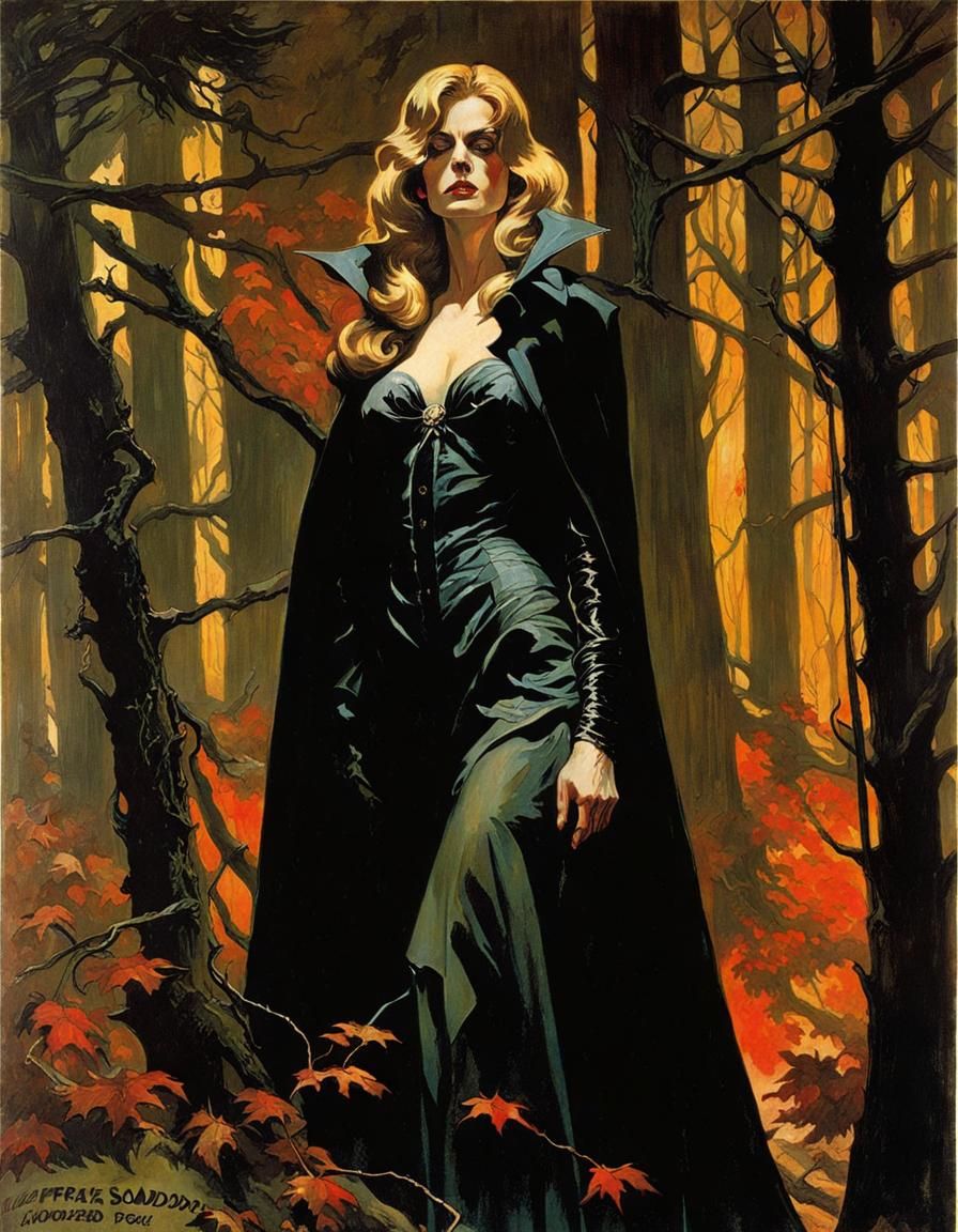 Sadistic Vampire in Dark Woods, Chiaroscuro Portrait